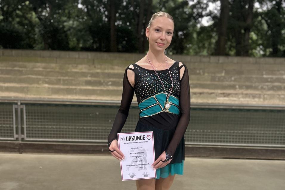 Delmenhorster Turnverein-Rollsportlerin Michelle Becker Delmenhorster Turnverein-Rollsportlerin Michelle Becker Platz 1 auf der Landesmeisterschaft in Bremen