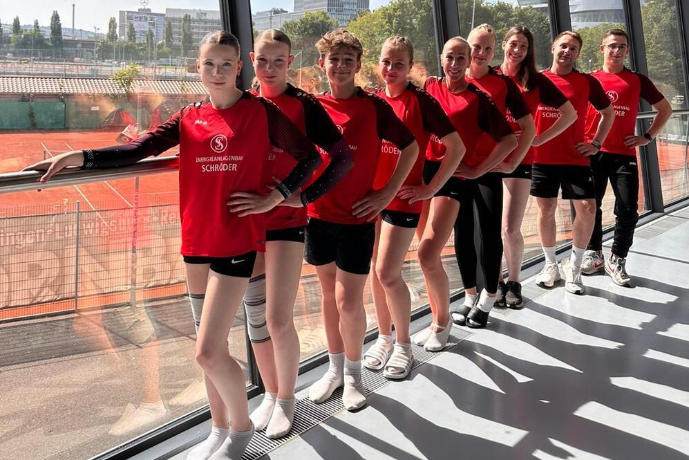 Mannschaftsbild der Trampolinturner*innen des DTV 1856 bei den Deutschen Meisterschaften 2025