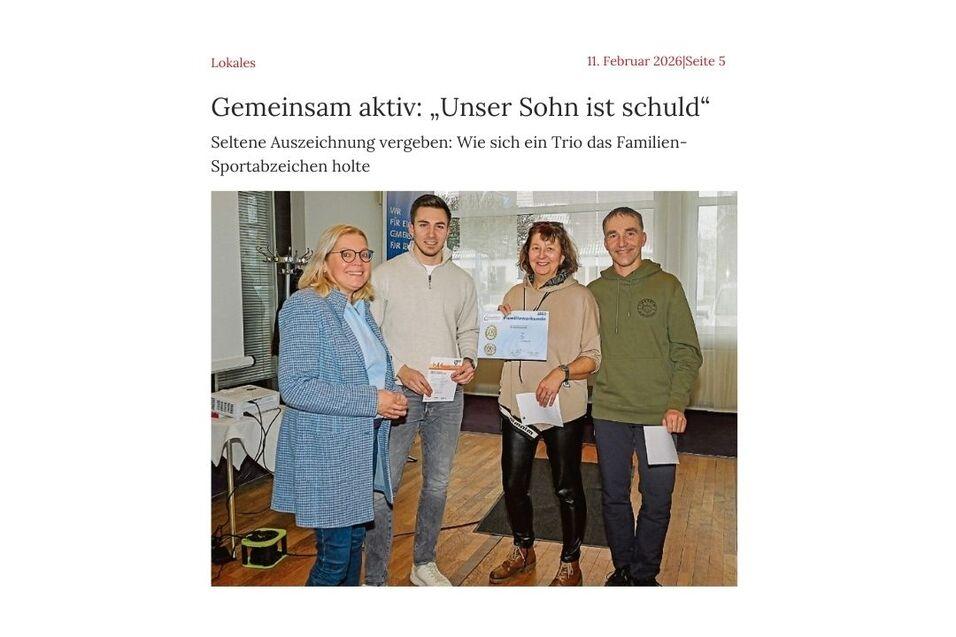 Seltene Auszeichnung vergeben: Wie sich ein Trio das Familien-Sportabzeichen holte